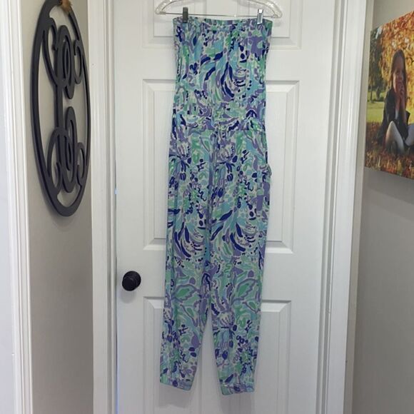 Lilly Pulitzer Emiko Lilly’s Lilac Strapless Rayon Jumpsuit - Picture 7 of 11